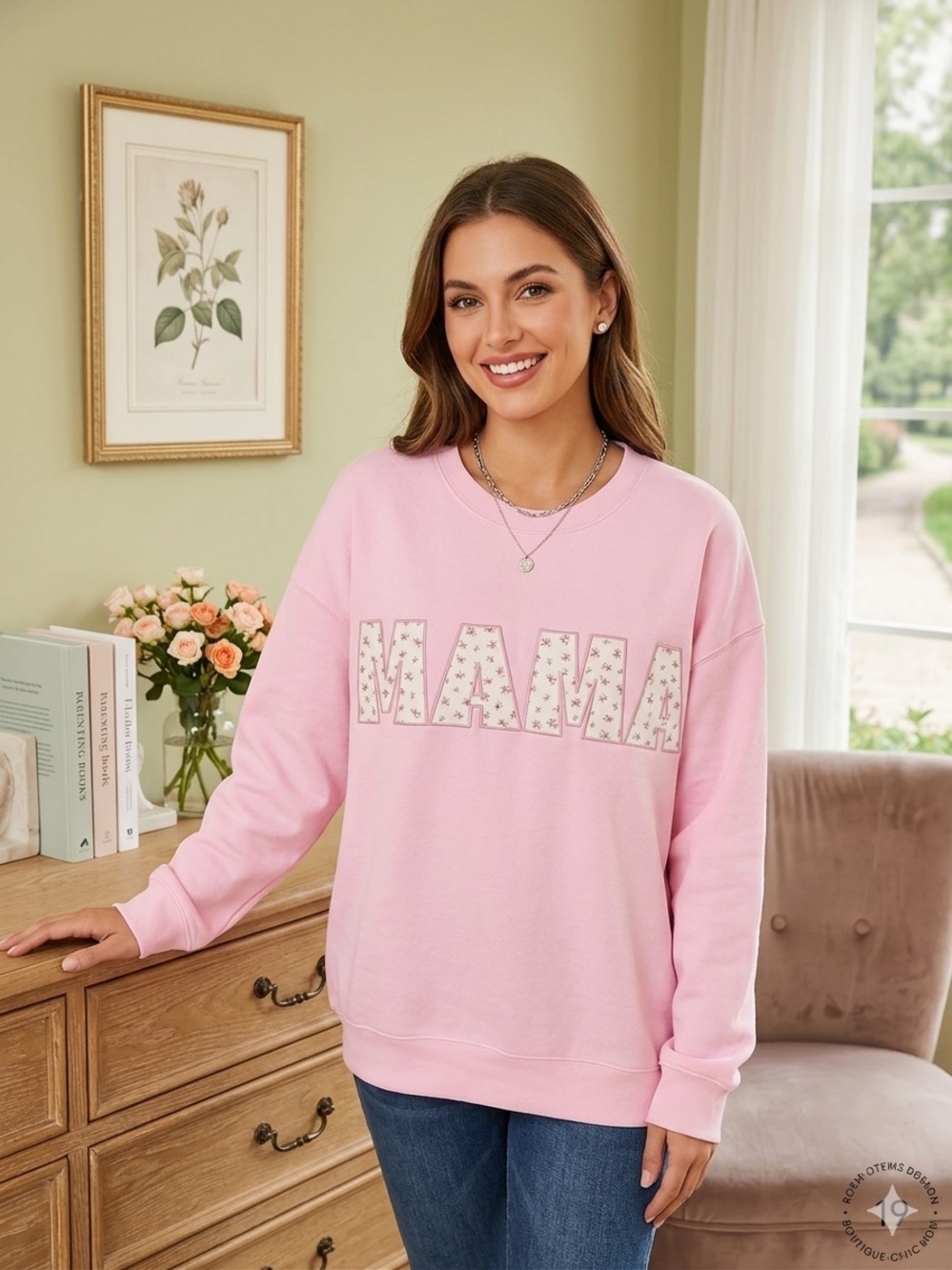 Grayson Threads Floral "MAMA" Sweatshirt - Size 2X - Pink NWT